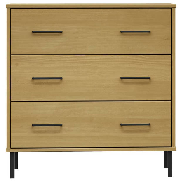 The Living Store OSLO Dressoir - 77 x 40 x 79.5 cm - Massief grenenhout - 3 lades