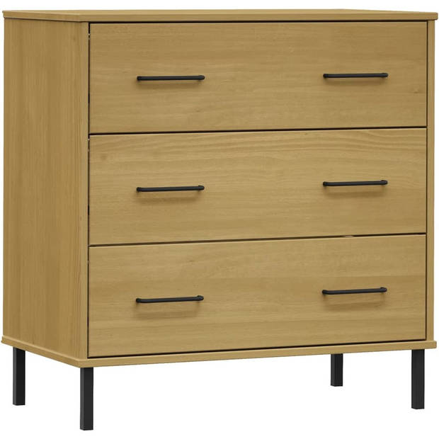 The Living Store OSLO Dressoir - 77 x 40 x 79.5 cm - Massief grenenhout - 3 lades