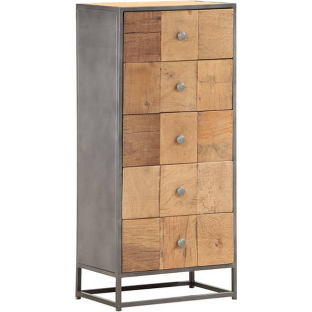 The Living Store Opbergkast - Houten kast - 45 x 30 x 100 cm - 5 lades - bruin