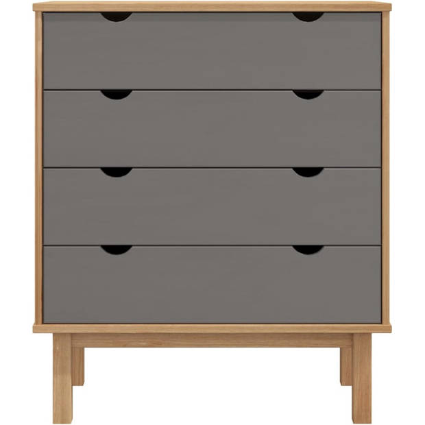 The Living Store OTTA Houten Ladekast - 76.5 x 39.5 x 90 cm - Massief Grenenhout - 4 Lades