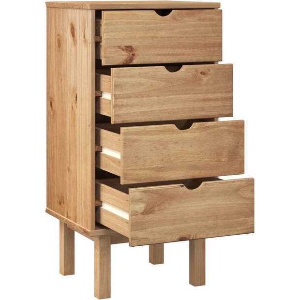 The Living Store OTTA Houten Ladekast - 46x39.5x90 cm - Massief Grenenhout - 4 Lades