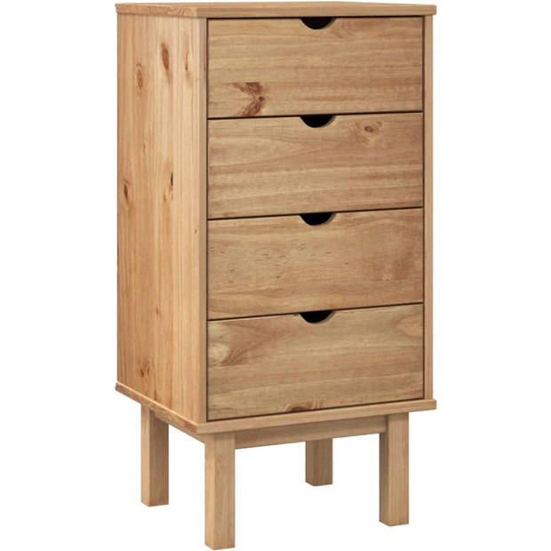 The Living Store OTTA Houten Ladekast - 46x39.5x90 cm - Massief Grenenhout - 4 Lades