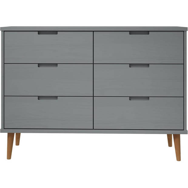 The Living Store MOLDE Ladekast - 113 x 40 x 80 cm - Massief grenenhout - Uv-vernis - Grijs