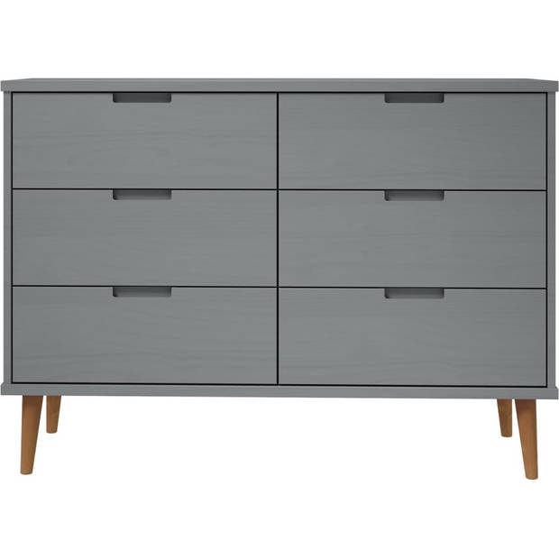 The Living Store MOLDE Ladekast - 113 x 40 x 80 cm - Massief grenenhout - Uv-vernis - Grijs