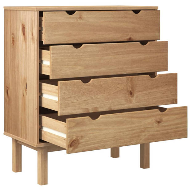 The Living Store OTTA Houten Ladekast - 76.5 x 39.5 x 90 cm - Massief grenenhout