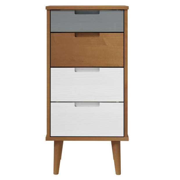 The Living Store MOLDE Ladekast - 40x35x82 cm - Bruin - Massief grenenhout met uv-vernis