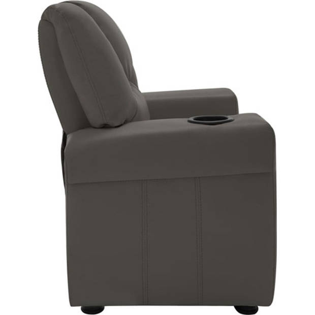 The Living Store Kinderfauteuil - Verstelbaar - Antracietgrijs - Kunstleer - 51 x 62 x 67 cm