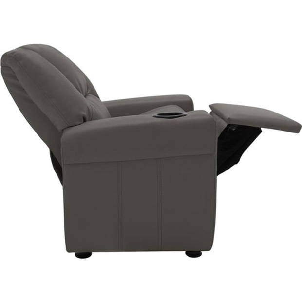 The Living Store Kinderfauteuil - Verstelbaar - Antracietgrijs - Kunstleer - 51 x 62 x 67 cm