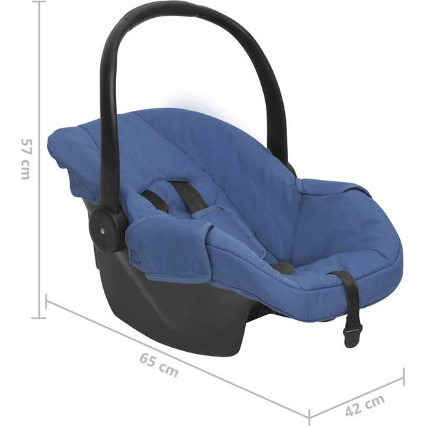 The Living Store Babyautostoel Veiligheidszitje - 42 x 65 x 57 cm - Marineblauw/Zwart - Linnen/Kunststof