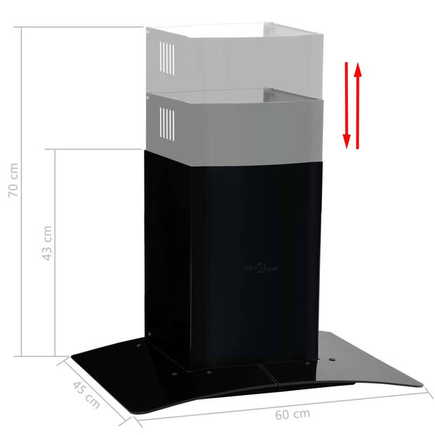 The Living Store Afzuigkap Wandmontage - 60 x 45 x (43-70) cm - Zwart