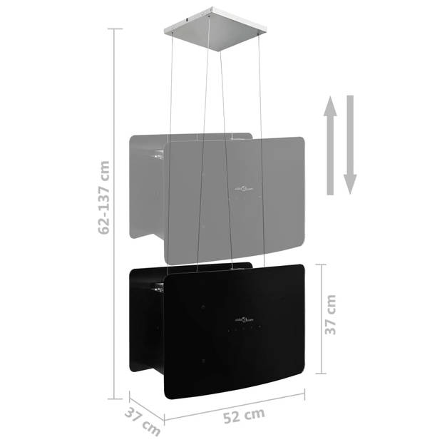 The Living Store Eilandafzuigkap - Zwart 55 x 37 x (62 - 137) cm - Geluidsarm