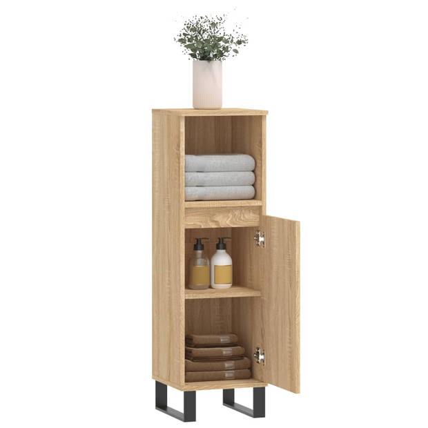 The Living Store Badkaast - Sonoma Eiken - Opbergruimte - 30 x 30 x 100 cm - Duurzaam materiaal