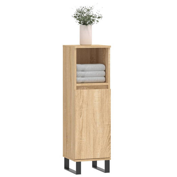 The Living Store Badkaast - Sonoma Eiken - Opbergruimte - 30 x 30 x 100 cm - Duurzaam materiaal