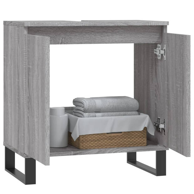 The Living Store Badkaast Industrial - Grijs Sonoma Eiken - 58 x 33 x 60 cm - Duurzaam hout en ijzer