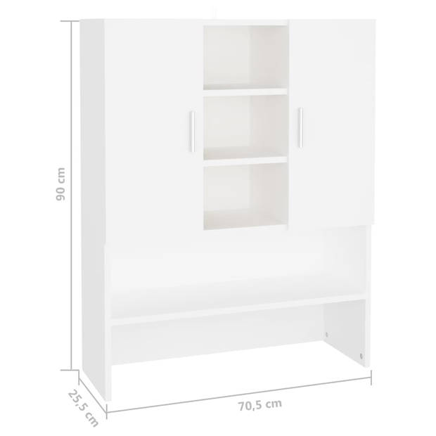 The Living Store Badkaast - 70.5 x 25.5 x 90 cm - wit - bewerkt hout