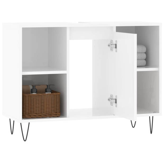 The Living Store Badkaast Industrieel - 80 x 33 x 60 cm - Hoogglans wit