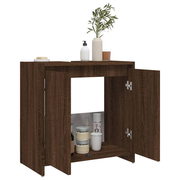 The Living Store Badkaast bruineiken - 60 x 33 x 61 cm - veel opbergruimte