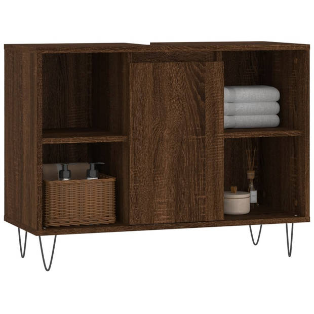 The Living Store Badkaast - - Opslag - 80 x 33 x 60 cm - Bruineiken - Duurzaam materiaal