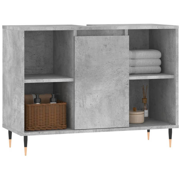 The Living Store Badkaast - Betongrijs - 80 x 33 x 60 cm - Duurzaam hout en ijzer