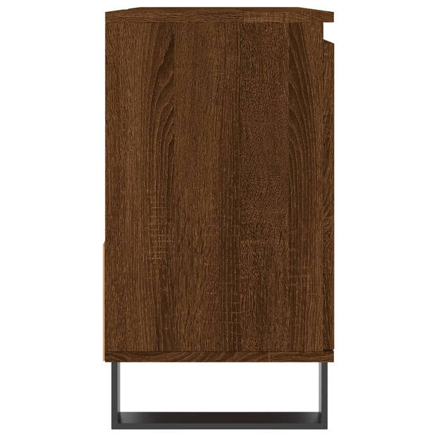The Living Store Badkaast Bruineiken - 65 x 33 x 60 cm - Duurzaam bewerkt hout - Flexibele deurmontage - IJzeren poten