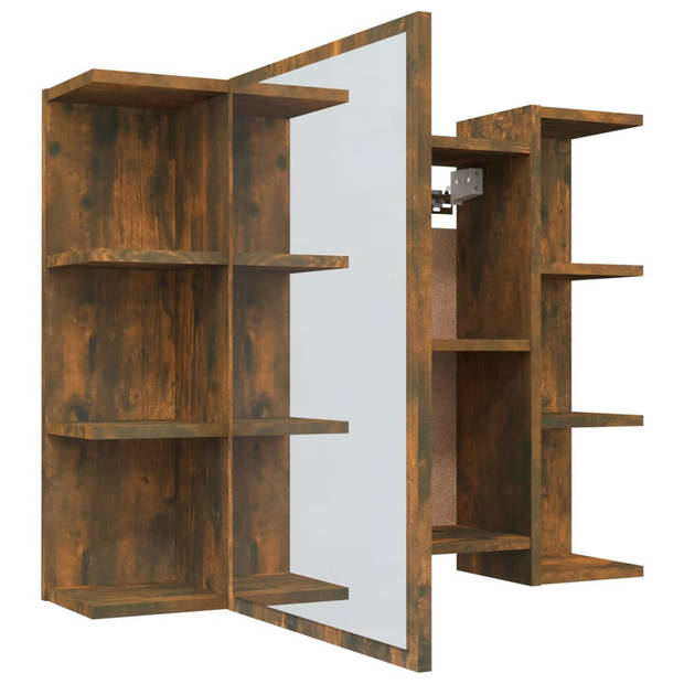 The Living Store Badkaast Met Spiegel - Gerookt Eiken - 80 x 20.5 x 64 cm - Modern Ontwerp