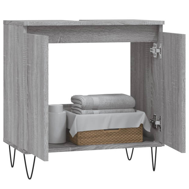 The Living Store Badkaast - naam - Kast - 58 x 33 x 60 cm - Kleur- Grijs Sonoma Eiken