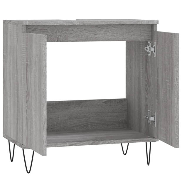 The Living Store Badkaast - naam - Kast - 58 x 33 x 60 cm - Kleur- Grijs Sonoma Eiken