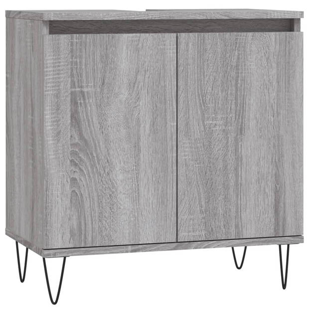 The Living Store Badkaast - naam - Kast - 58 x 33 x 60 cm - Kleur- Grijs Sonoma Eiken