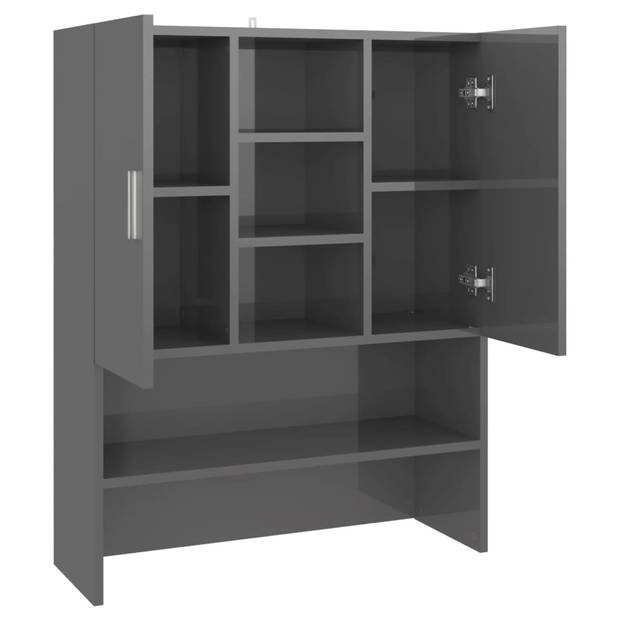 The Living Store Badkaast - - Afmetingen- 70.5 x 25.5 x 90 cm - Kleur- Hoogglans Grijs