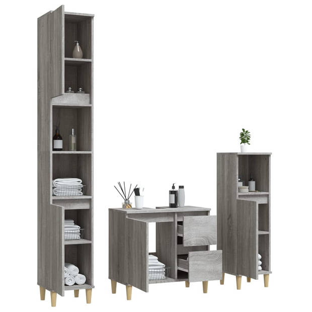 The Living Store Badkaastenset - Sonoma Eiken - Diverse Afmetingen - Duurzaam Materiaal