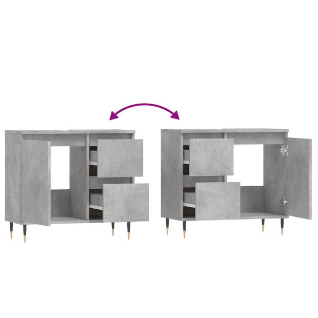 vidaXL Badkamerkast 65x33x60 cm bewerkt hout betongrijs