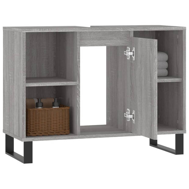 vidaXL Badkamerkast 80x33x60 cm bewerkt hout grijs sonoma eikenkleurig