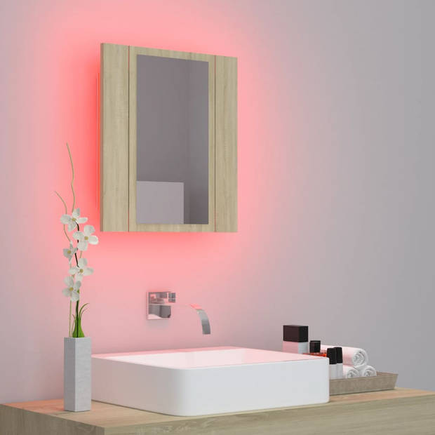 The Living Store Badkaast Met Spiegel en LED - 40 x 12 x 45 cm - RGB-licht