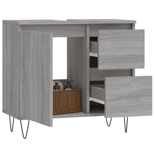 vidaXL Badkamerkast 65x33x60 cm bewerkt hout grijs sonoma eikenkleurig