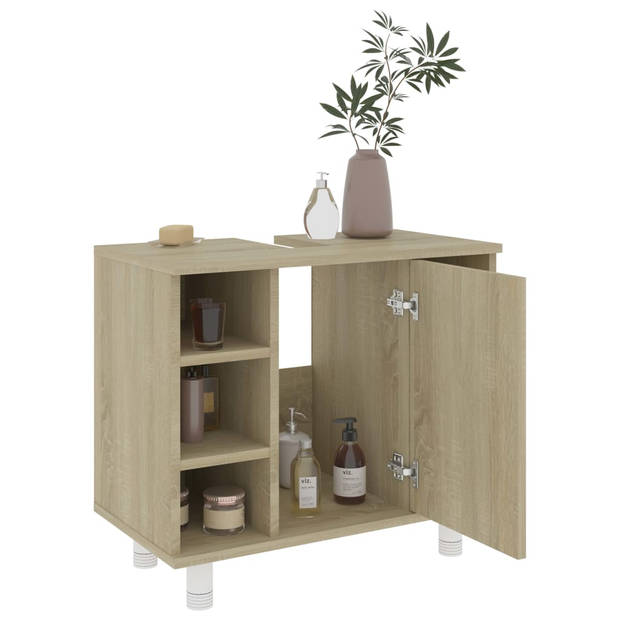 The Living Store Badkaast - Sonoma Eiken - 60 x 32 x 53.5 cm - 7 schappen - 1 deur