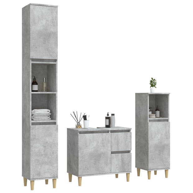 The Living Store Badkaastenset - Betongrijs - 65 x 33 x 60 cm (B x D x H) - Trendy ontwerp - Duurzaam materiaal