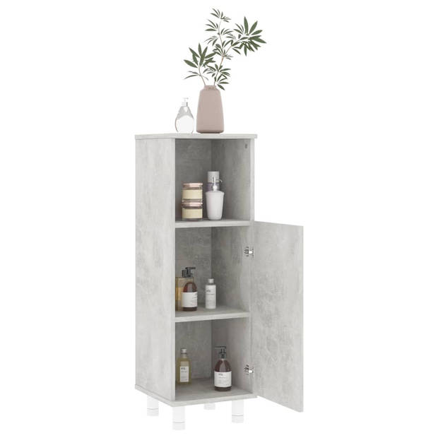 The Living Store Badkaast - Betongrijs - 30 x 30 x 95 cm - 3 schappen en 1 deur