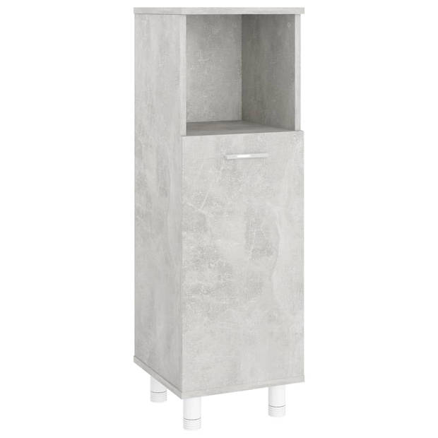 The Living Store Badkaast - Betongrijs - 30 x 30 x 95 cm - 3 schappen en 1 deur