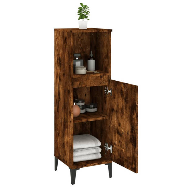 The Living Store Badkaast - naam - - Afmeting- 30 x 30 x 100 cm - Kleur- gerookt eiken