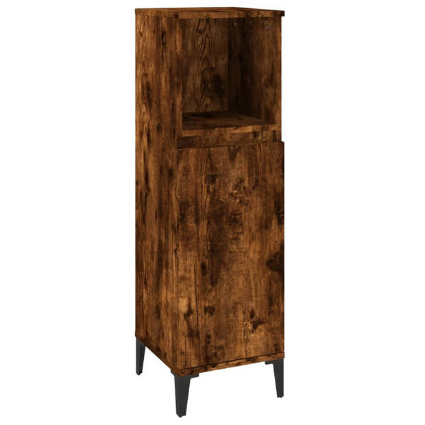 The Living Store Badkaast - naam - - Afmeting- 30 x 30 x 100 cm - Kleur- gerookt eiken