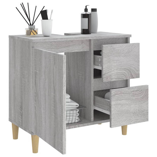 The Living Store Badkaast - Grijs Sonoma Eiken - 65 x 33 x 60 cm - Opbergruimte