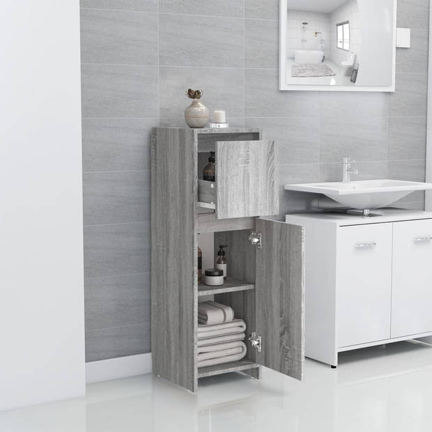 The Living Store Badkaast - Toiletkast - 30x30x95 cm - grijs sonoma eiken