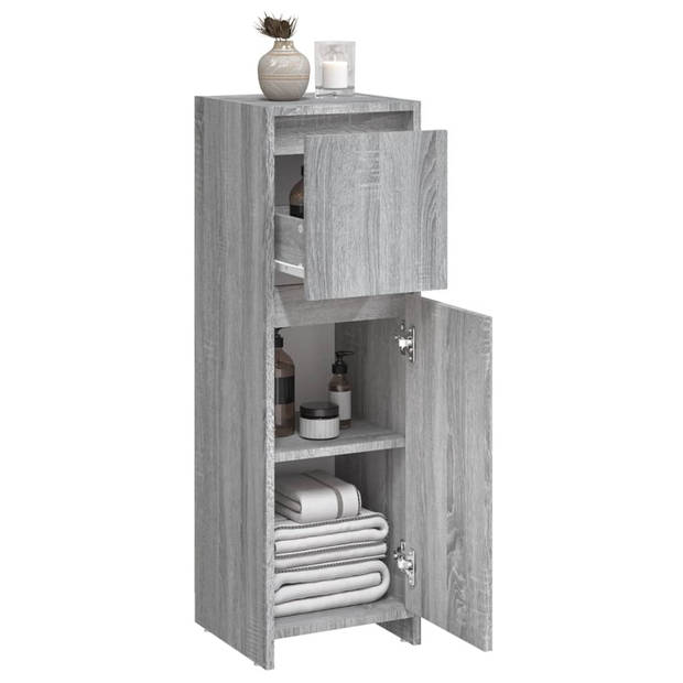 The Living Store Badkaast - Toiletkast - 30x30x95 cm - grijs sonoma eiken