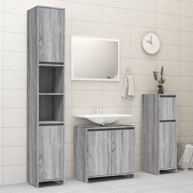 The Living Store Badkaast - Toiletkast - 30x30x95 cm - grijs sonoma eiken