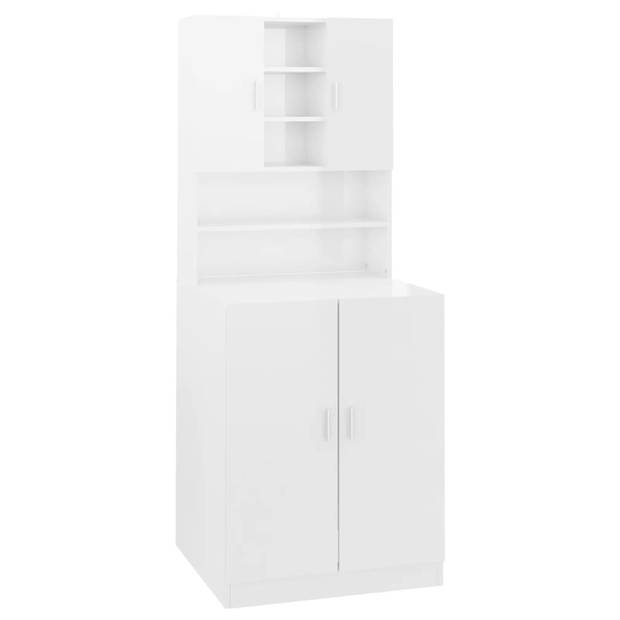 The Living Store Badkaast - Wasmachinekast - 71 x 71.5 x 181.5 cm - Kleur- Hoogglans wit