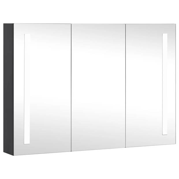 The Living Store Badkaastje - Antraciet - MDF met melamine-afwerking - 89 x 14 x 62 cm - LED-verlichting