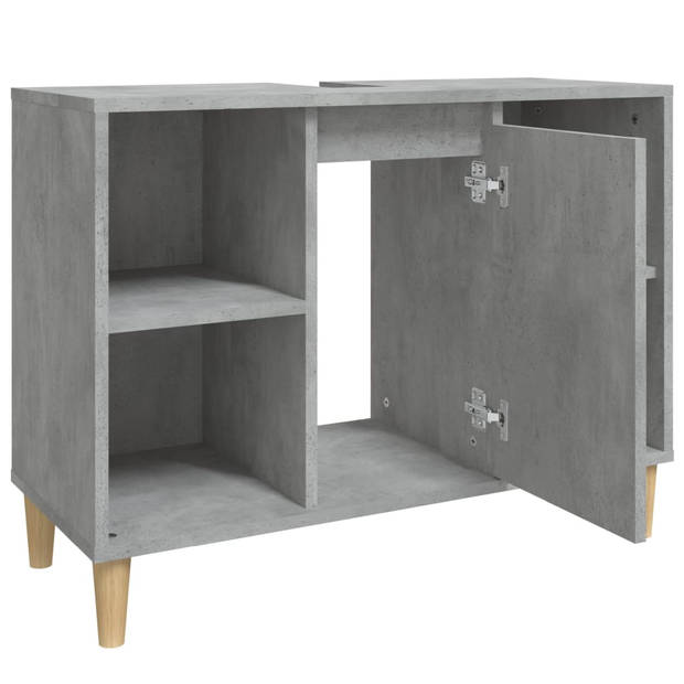 The Living Store Badkaast Betongrijs - Wastafelkast 80x33x60cm - Duurzaam bewerkt hout - Voldoende opbergruimte