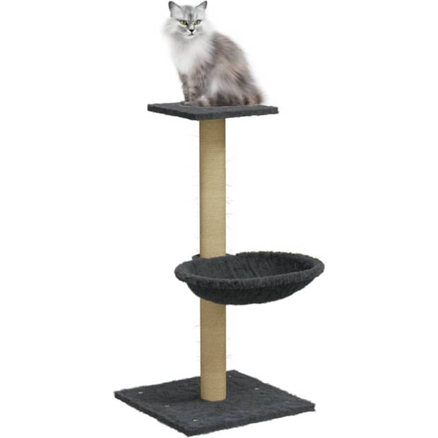 The Living Store Kattenboom - Compact kattenmeubel - Luxe uitvoering - Donkergrijs - 35x35x74cm