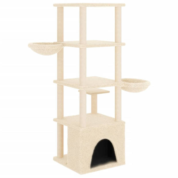 The Living Store Kattenmeubel - Alles-in-één kattenmeubel - 97 x 74.5 x 147 cm - Crème