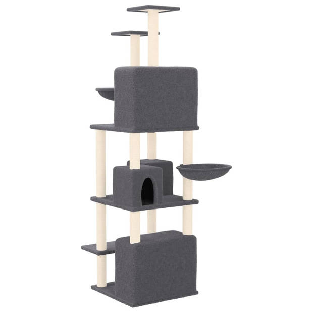 The Living Store Kattenmeubel - alles-in-één - 64x97x180 cm - donkergrijs